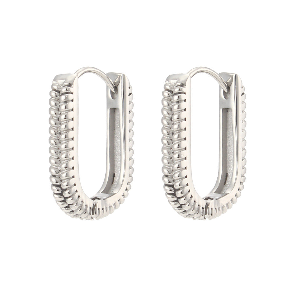 Ear Hoop Jewelry Women's Stainless Steel Rectangular Ear Clip