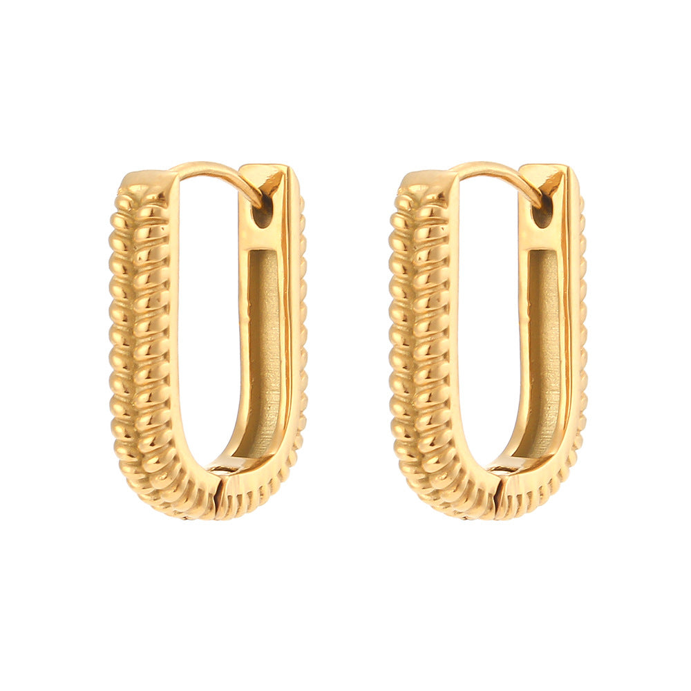 Ear Hoop Jewelry Women's Stainless Steel Rectangular Ear Clip