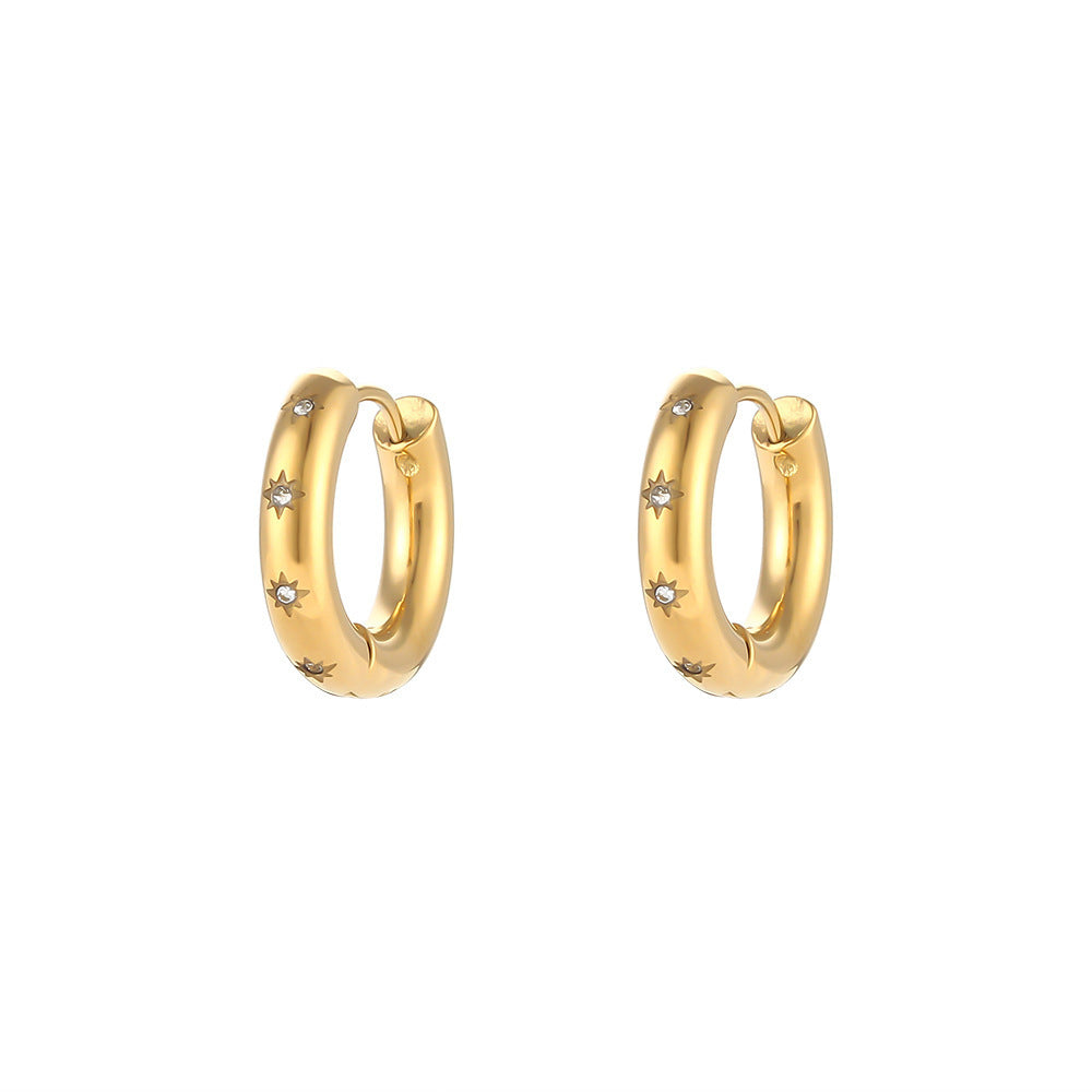 Zircon Star And Moon Earrings Female