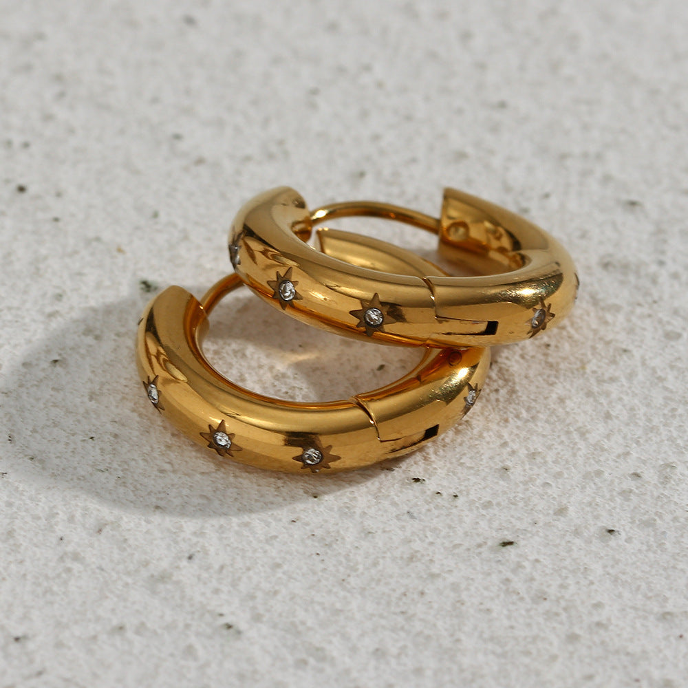 Zircon Star And Moon Earrings Female
