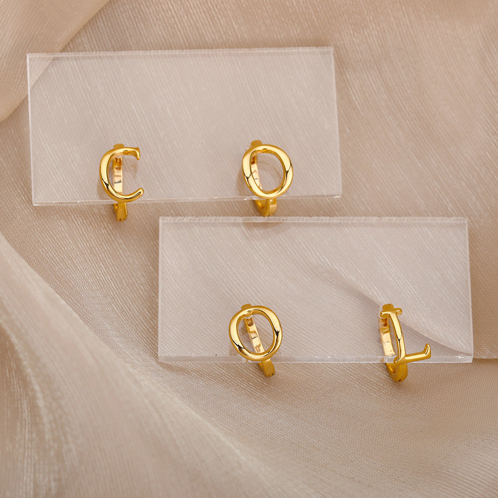 Women Stainless Steel Letter A-Z Piercing Earring Fashion Jewelry