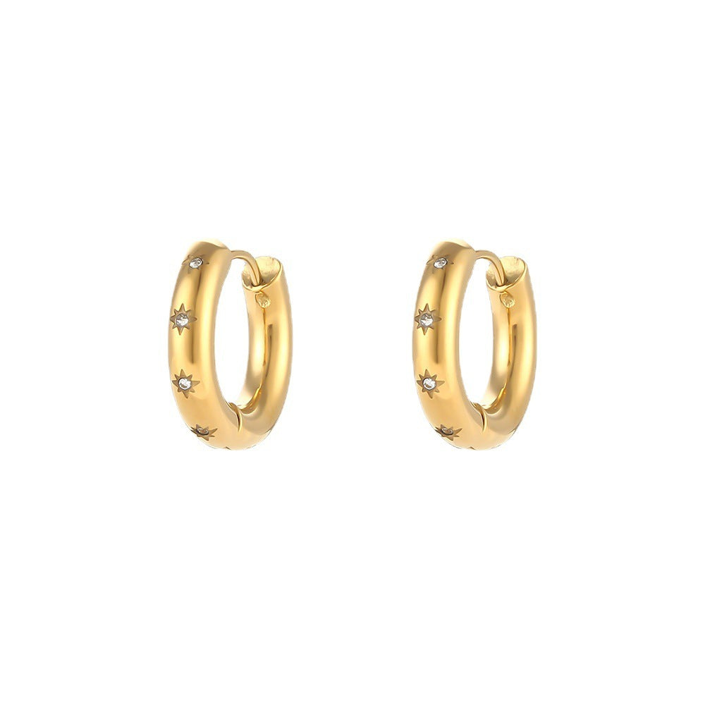 Zircon Star And Moon Earrings Female