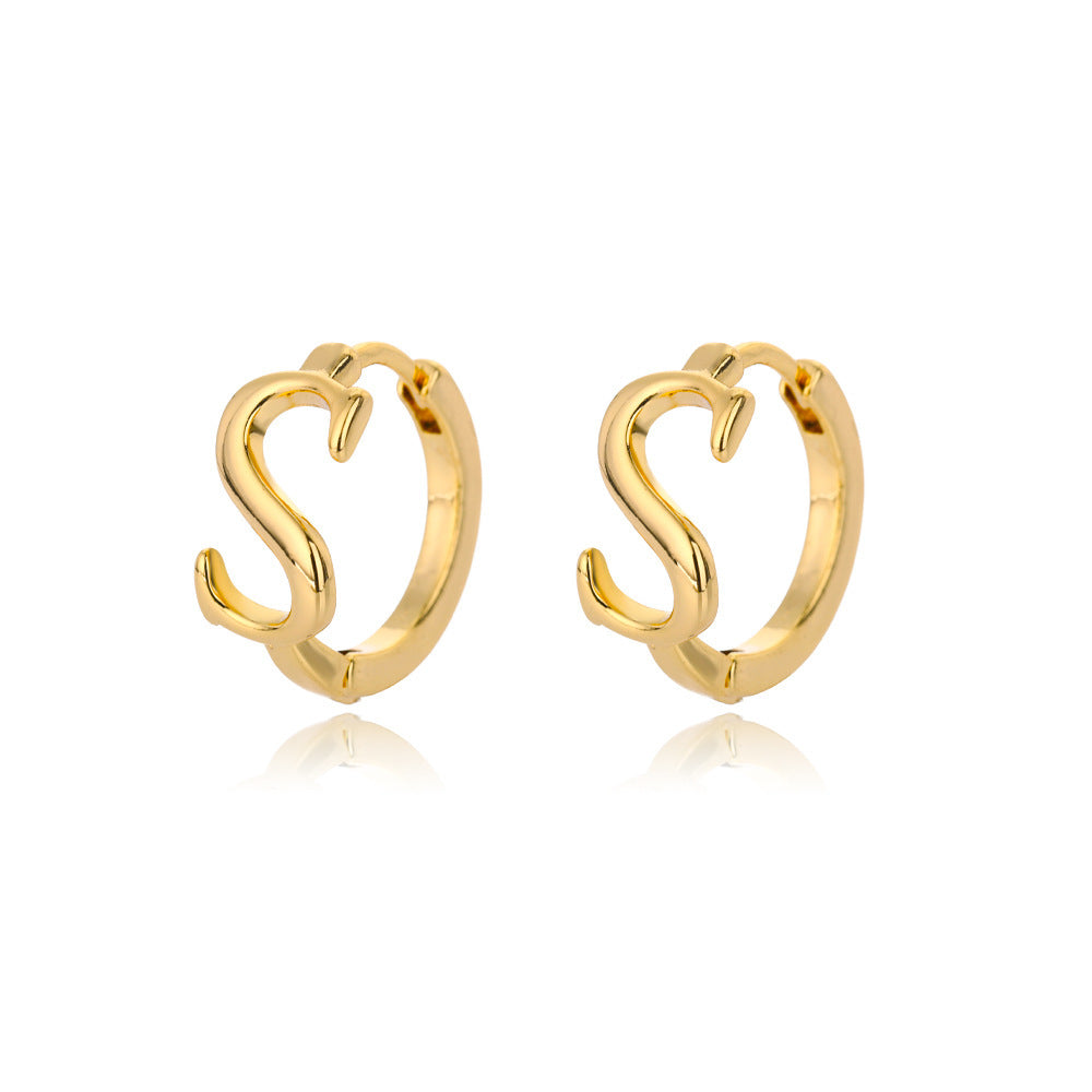 Women Stainless Steel Letter A-Z Piercing Earring Fashion Jewelry