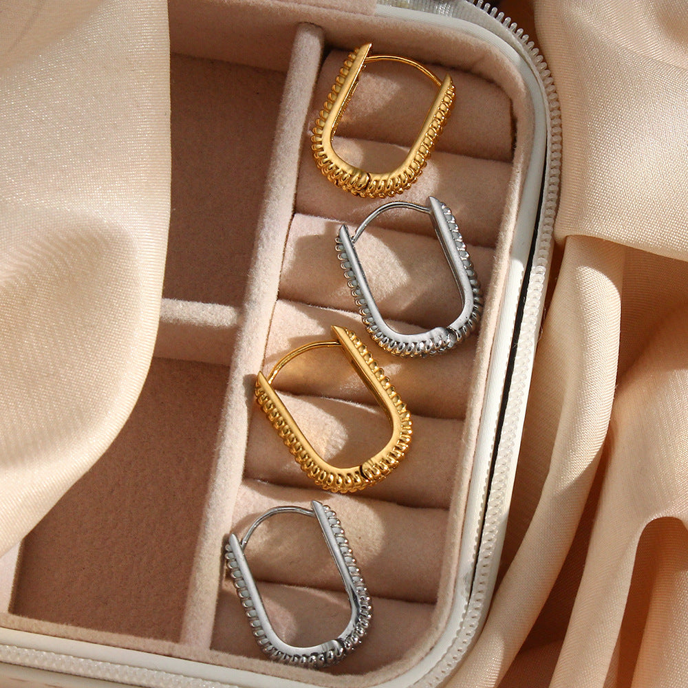 Ear Hoop Jewelry Women's Stainless Steel Rectangular Ear Clip
