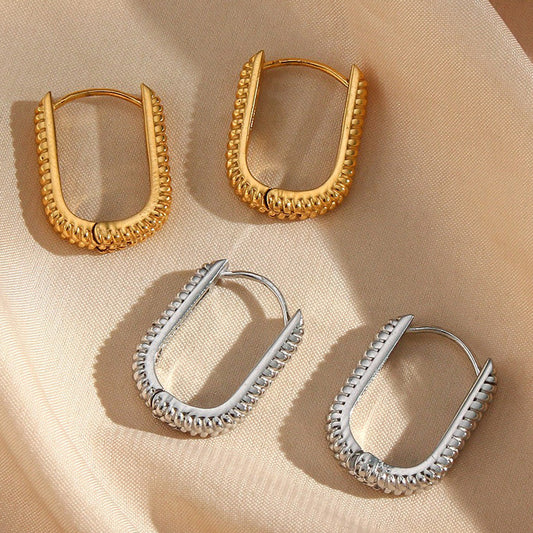 Ear Hoop Jewelry Women's Stainless Steel Rectangular Ear Clip