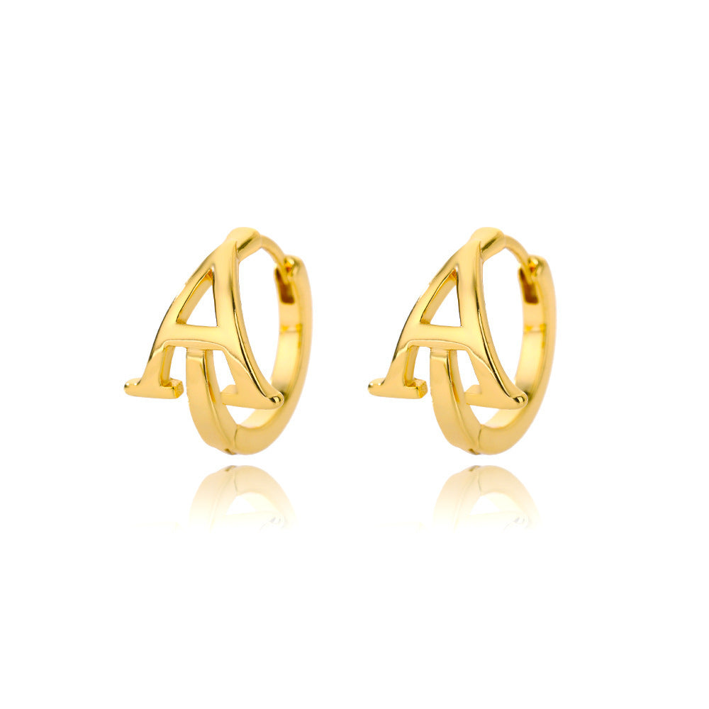 Women Stainless Steel Letter A-Z Piercing Earring Fashion Jewelry