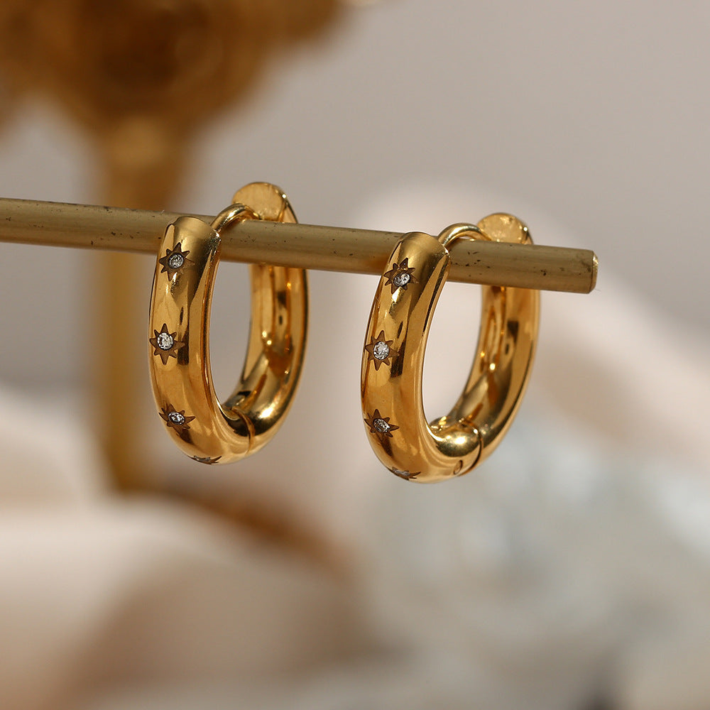Zircon Star And Moon Earrings Female